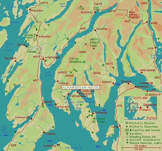 Map of Argyll and the Cowal Peninsular