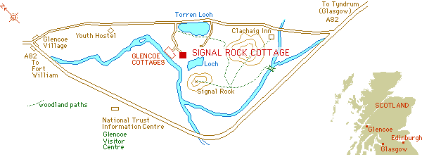 Map of Glencoe,  surrounding Signal Rock Cottage