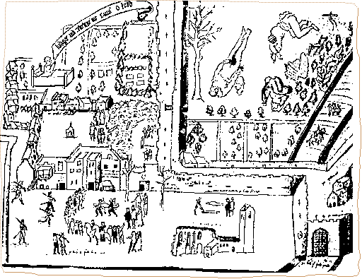 Contemporary drawing of the scene