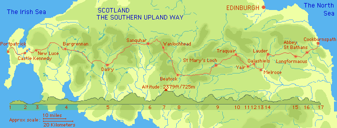 Map of the Southern Upland Way