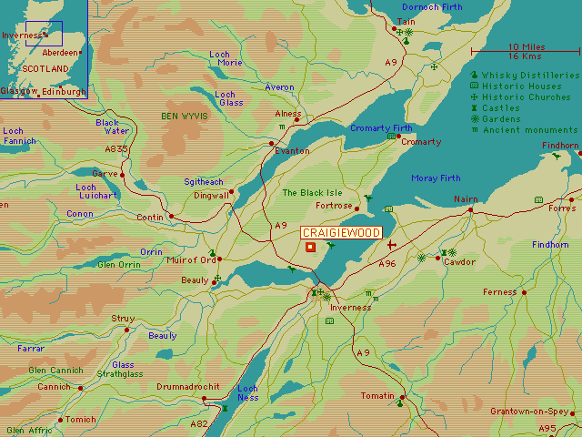 Map of the area around Inverness and the Black Isle, Scotland