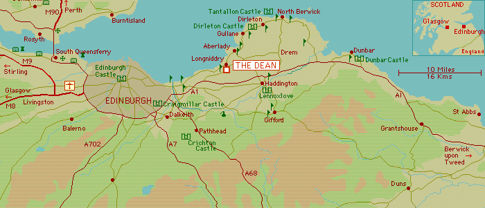 Map of the area around Edinburgh