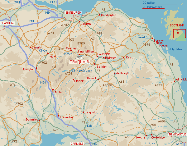 Traquair House location map
